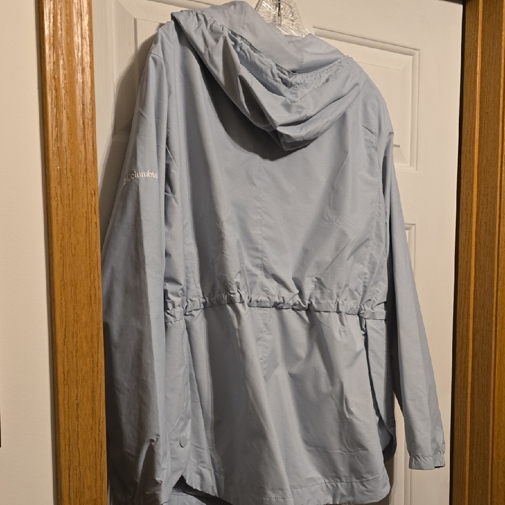 Columbia Women's Light Blue Hooded Rain Jacket - Picture 3 of 6